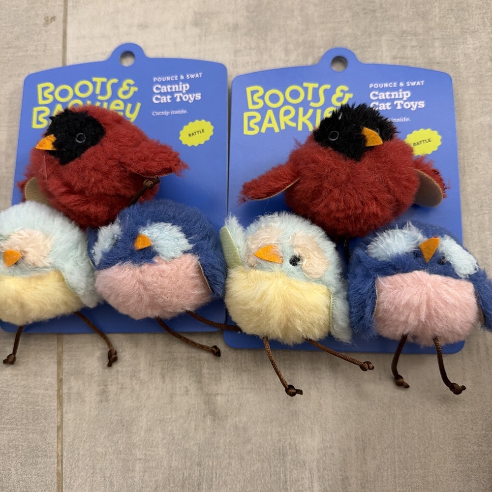 Boots & Barkley Pounce & Swat Catnip Cat Toys Rattle Birds 2-Pack Multi-Color
